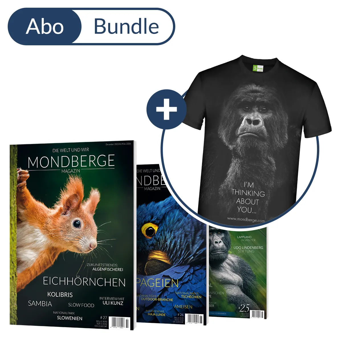 Abonnement MONDBERGE-Magazin im Bundle mit "Gorilla T-Shirt"