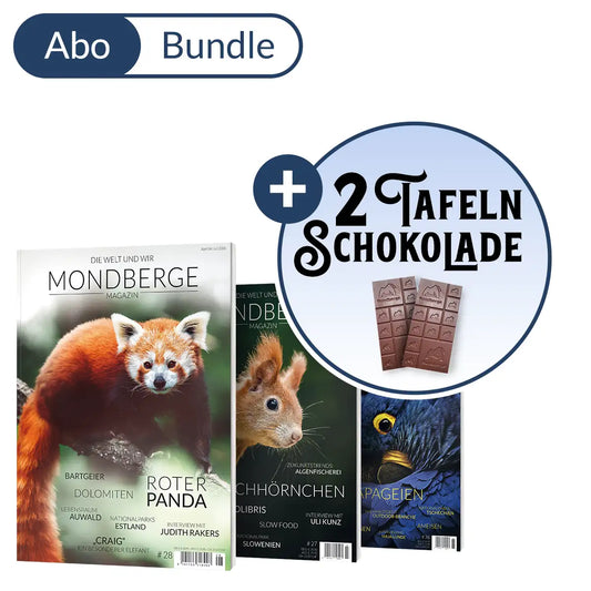 Abonnement MONDBERGE-Magazin im Bundle mit 2 Tafeln "Mondberge-Schokolade"