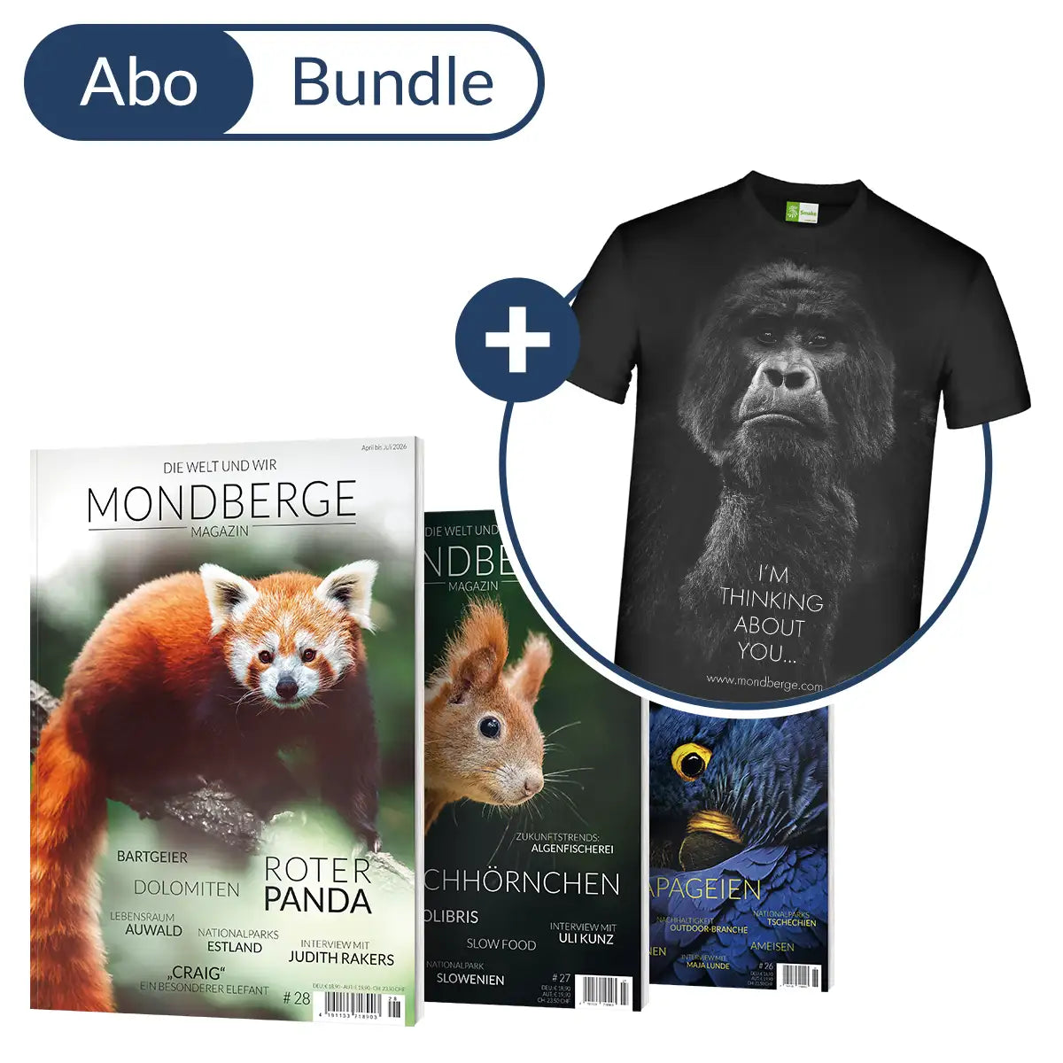 Abonnement MONDBERGE-Magazin im Bundle mit "Gorilla T-Shirt"