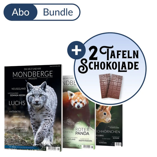 Abonnement MONDBERGE-Magazin im Bundle mit 2 Tafeln "Mondberge-Schokolade"