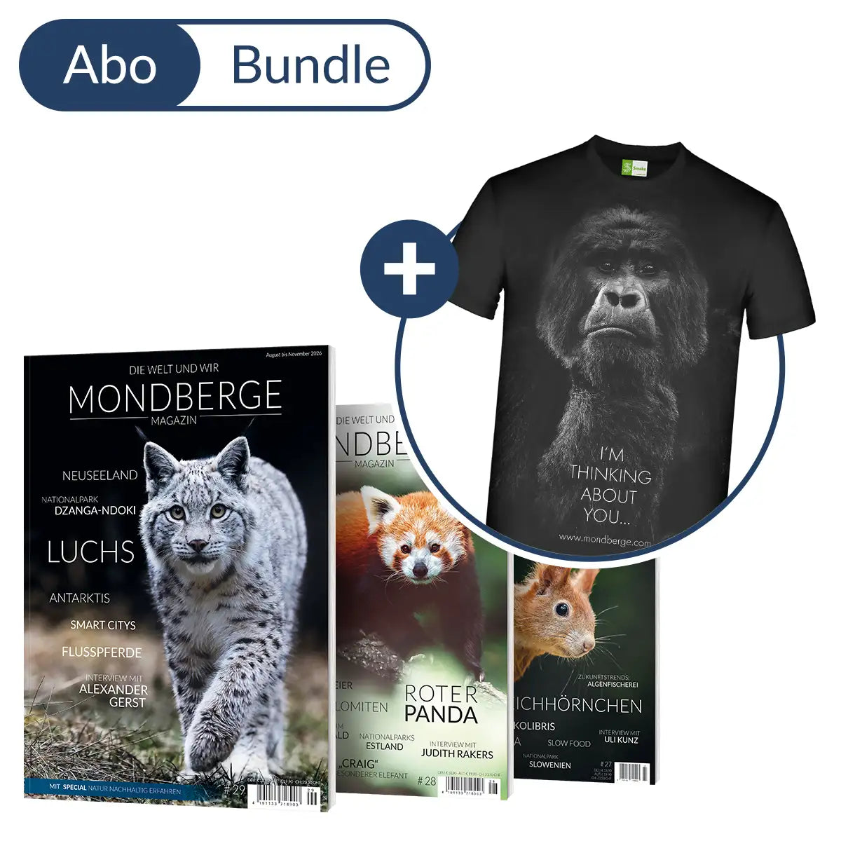 Abonnement MONDBERGE-Magazin im Bundle mit "Gorilla T-Shirt"